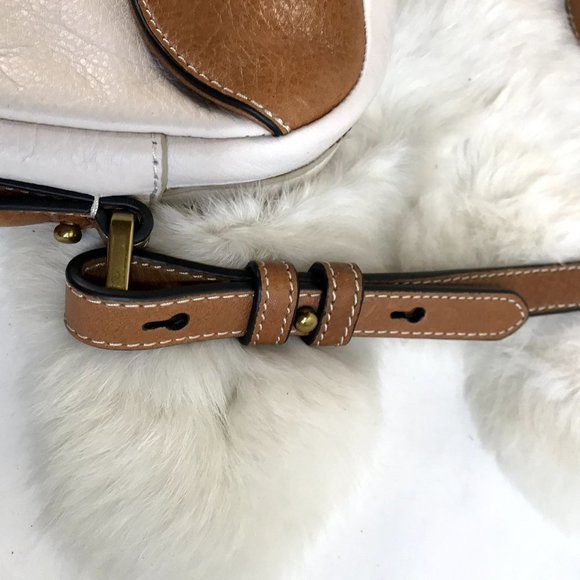 Fossil Vintage Mini Crossbody Pebbled Leather Bag White Tan - Picture 5 of 11